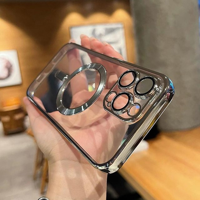 Yiran MagSafe Magnetische Hülle für iPhone 11 12 13 14 15 16 Pro Max Plus X Xs XR Transparent mit Galvanik-Effekt - Bild 1