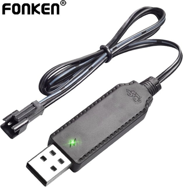 FONKEN USB-Ladekabel für 3,7V Lithium-Akkus mit SM-2P Anschluss in Schwarz - Bild 1