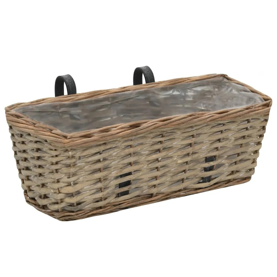 vidaXL Balkon-Blumentöpfe aus Weide mit PE-Auskleidung, 2 Stück, Braun, Durchmesser: 40 cm - Bild 2