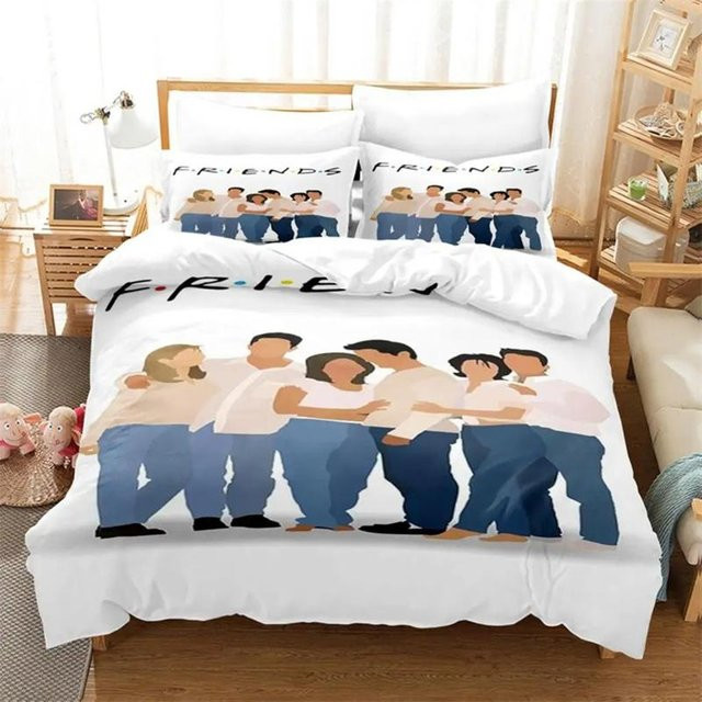 Friends TV-Show Bettwäscheset aus Polyester mit Kissenbezug, Weiß, B/H: 140 x 210 cm - Bild 1