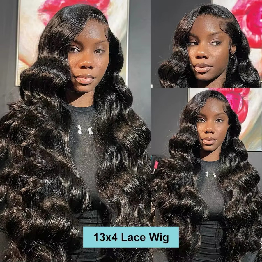 Homgoss Body Wave Echthaar HD Lace Frontal Perücke, 40 Zoll, Lockig, Damen - Bild 4