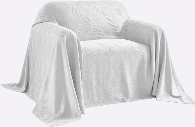 Pereira da Cunha Überwurf und Kissenhülle aus 100% Baumwolle in Weiß mit Jacquard-Grafikdesign - Bild 1