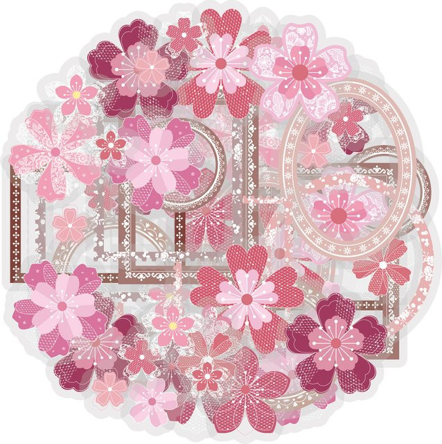 Etori Life Kirschblüten Aufkleber Pink Cherry Blossom Shadow, 15 Stück weiche rosa Sticker für Laptop, Handy und Gepäck - Bild 1