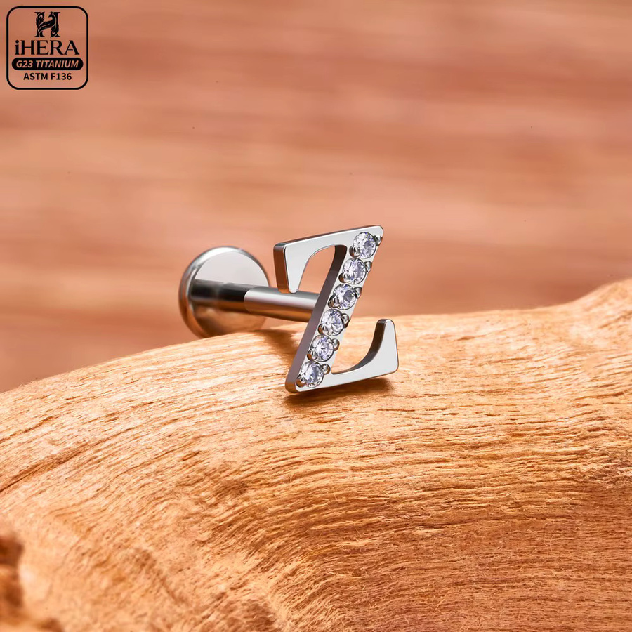 Piercing-Stud Titan, Initialen, Zirkonia, Unisex - Bild 2