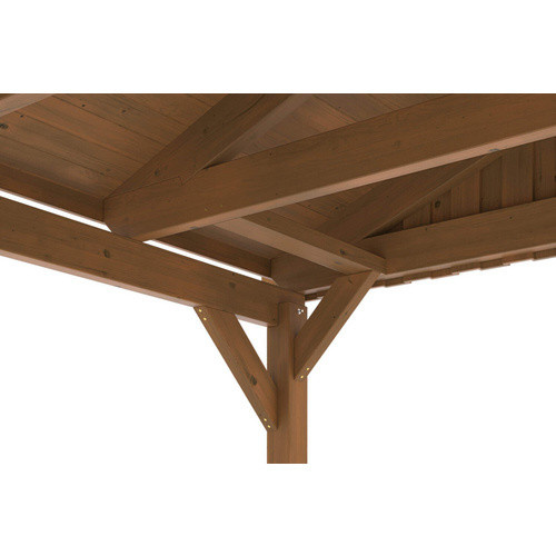 Skan Holz Carport Fichtelberg aus Fichte Leimholz in Braun mit spitzer Dachform und Dachschindeln, B/T: 423 x 566 cm, Höhe: 326 cm - Bild 3