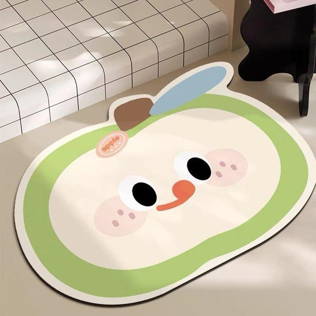 Rutschfeste Badezimmer-Bodenmatte aus Diatomeenerde in Obst-Design, Farbe: Grün, Breite: 40 cm, Tiefe: 60 cm - Bild 1