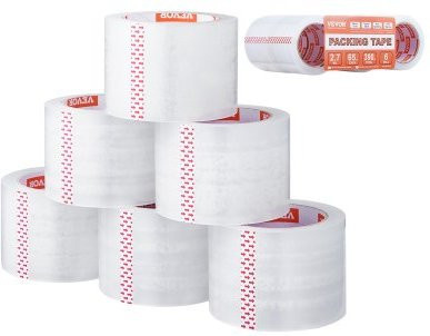 VEVOR Packband transparent, 6 Rollen, Breite: 76,2 mm, Länge pro Rolle: 59,436 m - Bild 1