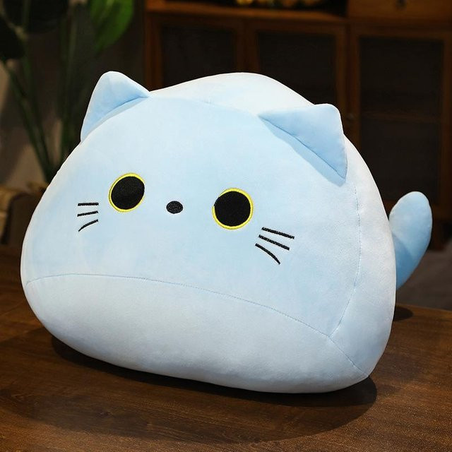 Katze Knödel Kissen Plüschtier Puppe, blau - Bild 1