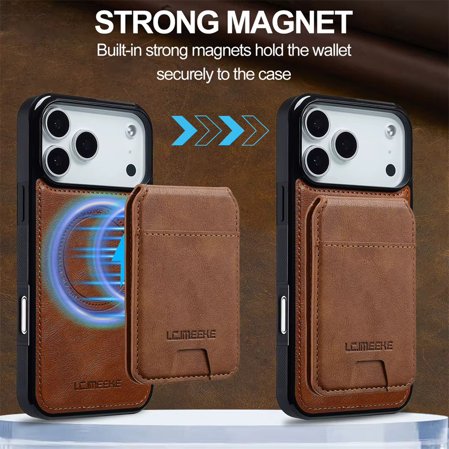 Magnetische Leder-Handyhülle mit abnehmbarem Kartenfach für Apple iPhone 17 Air 16 15 14 13 12 11 Pro Max XS XR X 7 8 Plus in Schwarz oder Braun - Bild 2