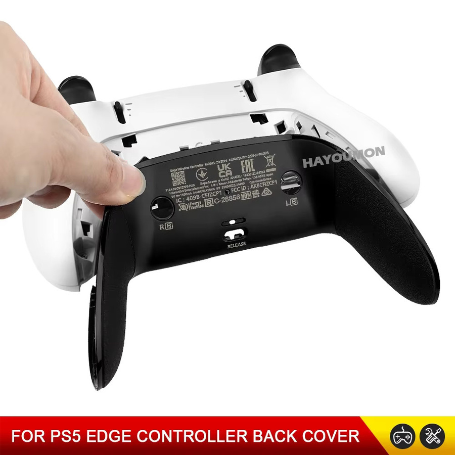 Hayoumon Anti-Rutsch Ersatzabdeckung für PS5 Edge Gamepad, Rückseite, Schwarz-Weiß-Grau-Rosa - Bild 3