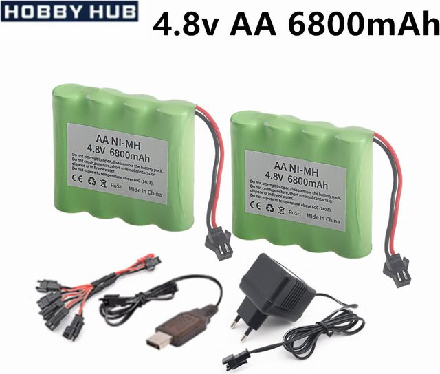 RC.BURST NiMH AA Akku Set mit Ladegerät, 4,8 V, 6800 mAh, SM-Stecker, für RC-Spielzeug, Autos und Roboter - Bild 1