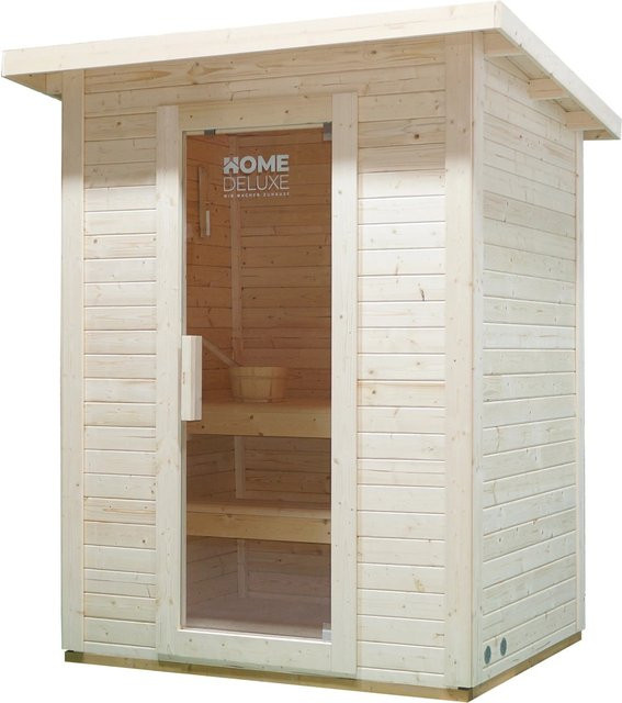 Home Deluxe Saunahaus Talo M Natur aus Fichtenholz mit 4,5 kW Saunaofen und Zubehör-Paket - Bild 1