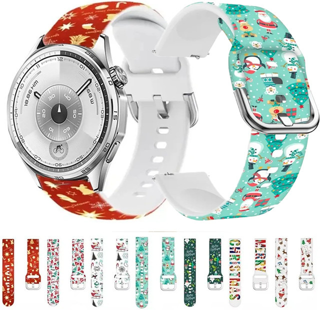 Silikonarmband, Weihnachtsstil, Bunt, Unisex, 20 mm, 22 mm - Bild 1