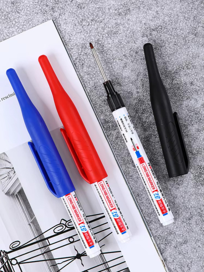 Genkky Mehrzweck Tiefe Loch Marker Stifte für Holzbearbeitung und Bad, 2/4er Set mit schwarzer und blauer Tinte - Bild 7