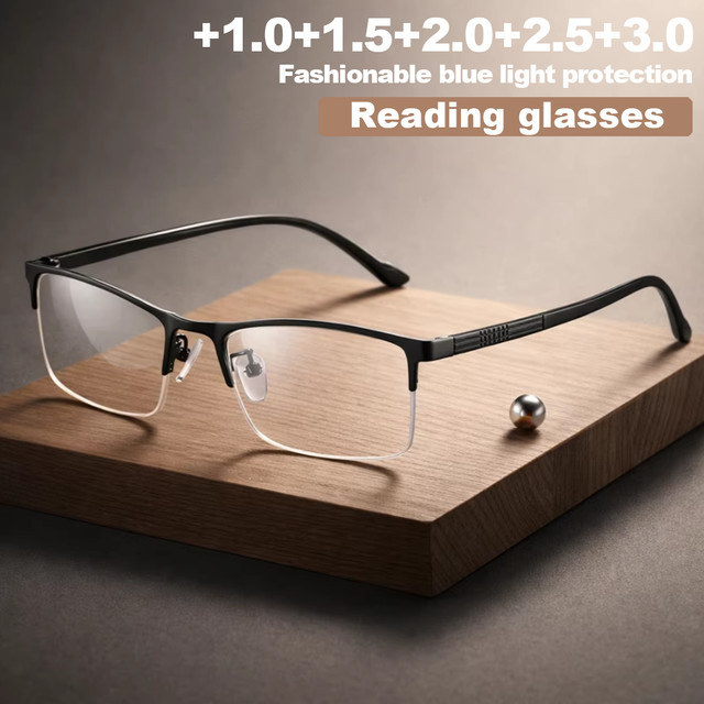 Photochrome Halbrand-Lesebrille, Metall, Herren, schwarz - Bild 1