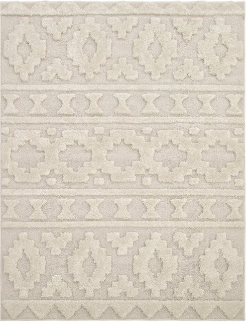 Teppich Geneva in Beige mit Rautenmuster im Ethno-Stil, B/T: 80 x 150 cm - Bild 1