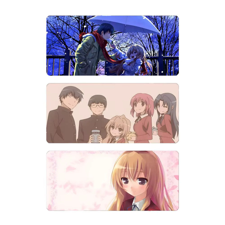 Anime Romance T-Toradora Gaming-Mauspad mit LockEdge, große Schreibtischunterlage in Schwarz und Multicolour - Bild 2