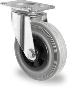 CASCOO Lenkrolle Serie P4R2 mit Rollenlager, Durchmesser: 160 mm, Farbe: Schwarz, Grau, Silber, Material: Stahl, Befestigung: Schraube - Bild 1