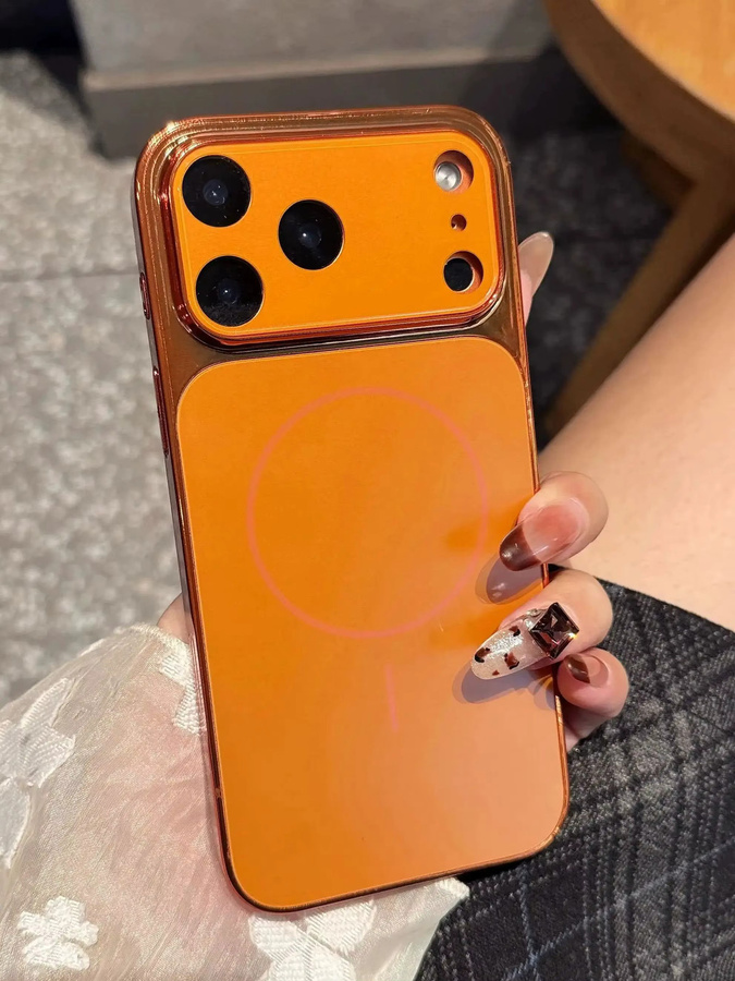 MagSafe Hülle für iPhone 17 Pro Max 16 15 14 13 12 11 in Orange mit kabelloser Ladefunktion und galvanisiertem Design - Bild 6