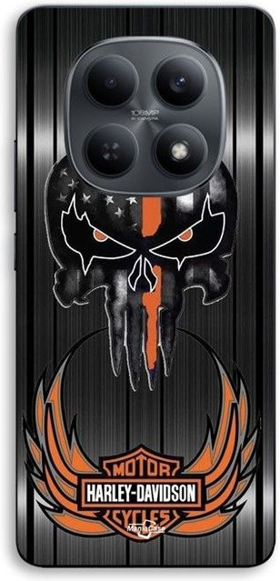 MANIACASE Handyhülle für Xiaomi Redmi Note 15 5G aus Silikon TPU mit Harley Davidson Totenkopf Design in Grau und Schwarz - Bild 1