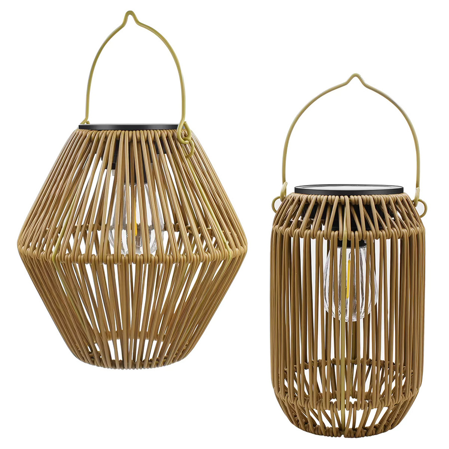 AMARYLLIS Solar Rattan-Laterne in Braun für Garten und Terrasse, Wasserdichte Boho-Hängelampe mit Warmweißem Licht - Bild 6