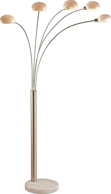 Globo Stehleuchte Classic Style in Nickel Matt mit Marmor und Glas, Höhe: 210 cm - Bild 1