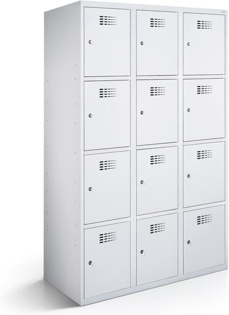 rotstahl Fächerschrank mit 12 Fächern in Hellgrau, B/T/H: 120 x 50 x 180 cm - Bild 1