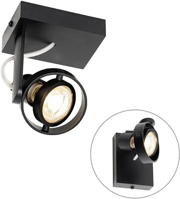 QAZQA Moderner Deckenspot Schwarz, Verstellbar und Dimmbar, GU10, Rund aus Metall - Bild 1