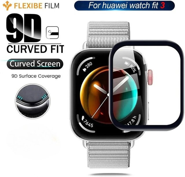 9D Hydrogel Displayschutz für Huawei Watch FIT 3, voll gebogene Schutzfolie, transparent - Bild 1