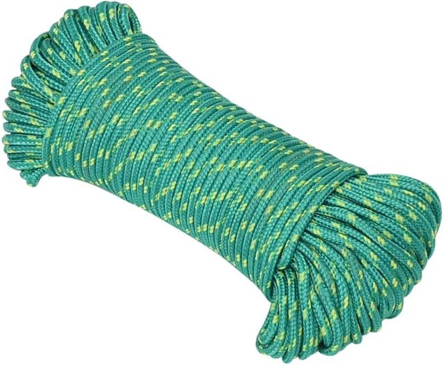 vidaXL Bootsseil aus Polypropylen in Grün, Durchmesser: 4 mm, Länge: 50 m - Bild 1