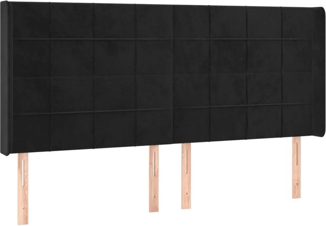 vidaXL LED Kopfteil in Schwarz aus Samt mit USB-Ladeport, Breite: 203 cm, Tiefe: 16 cm, Höhe: 118 cm bis 128 cm - Bild 1