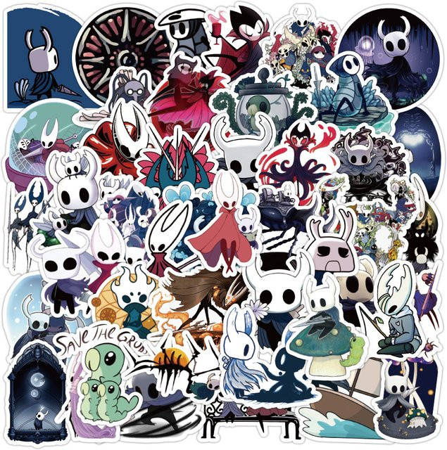 50 Stück Anime Hollow Knight Aufkleber Set, wasserdichte Sticker in Multicolour für Laptop, Telefon und Skateboard - Bild 1
