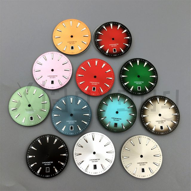 Bliger Zifferblatt, Sunburst Farbverlauf, 33,5 mm, 6-Uhr-Kalenderanzeige, Bunt - Bild 1