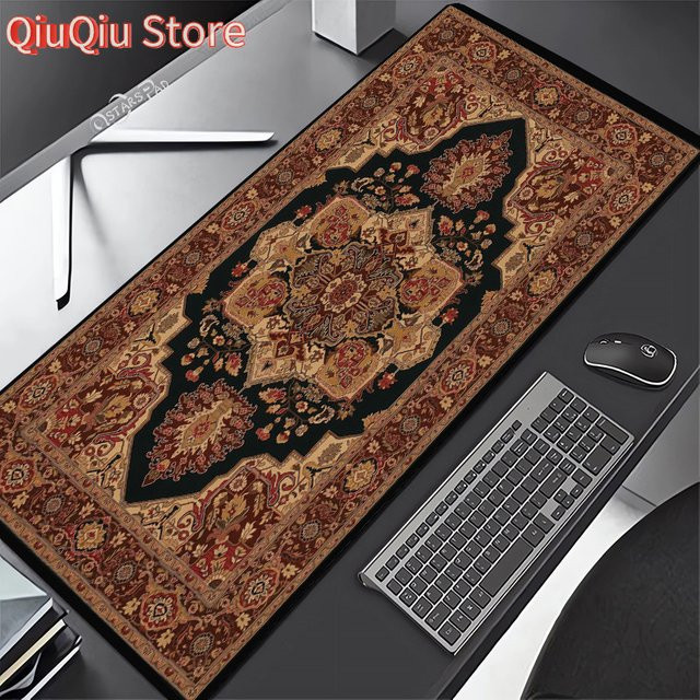 Potdemiel Mauspad Perser-Design Blume, rutschfeste Gummimatte für Büro und Notebook, Multicolor, B/T: 90 x 40 cm - Bild 1