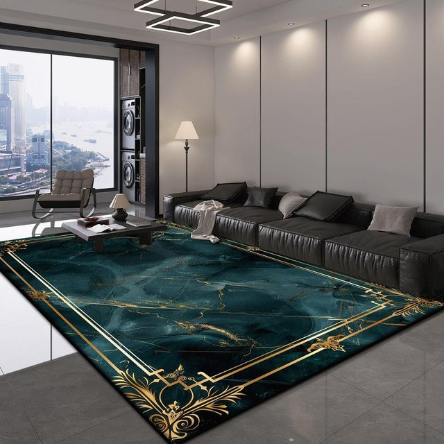 JGJG Nordischer Luxusteppich in Petrol, weicher geometrischer Teppich für Wohnzimmer und Schlafzimmer, rutschfest und waschbar, B/T: 160 x 200 cm - Bild 1