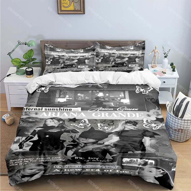Ariana Grande Bettwäsche-Set mit Print in Grau, bestehend aus Bettbezug und Kissenbezug aus Mikrofaser, B/H: 140 x 210 cm - Bild 1
