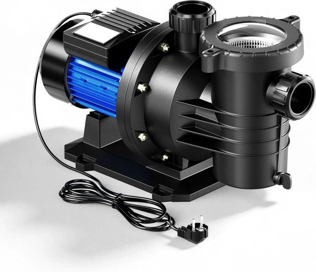 Wiltec Poolpumpe Umwälzpumpe mit 16800 l/h Förderleistung und 550 W in Blau-Schwarz - Bild 1