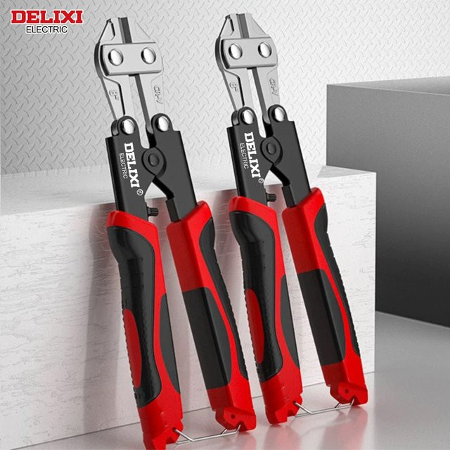 DELIXI ELECTRIC Bolzenschneider 8 Zoll Drahtschneiderzange in Rot zum Schneiden von Drähten, Stangen, Hartkupferdraht und verdrilltem Draht sowie Ketten und Schlössern - Bild 1