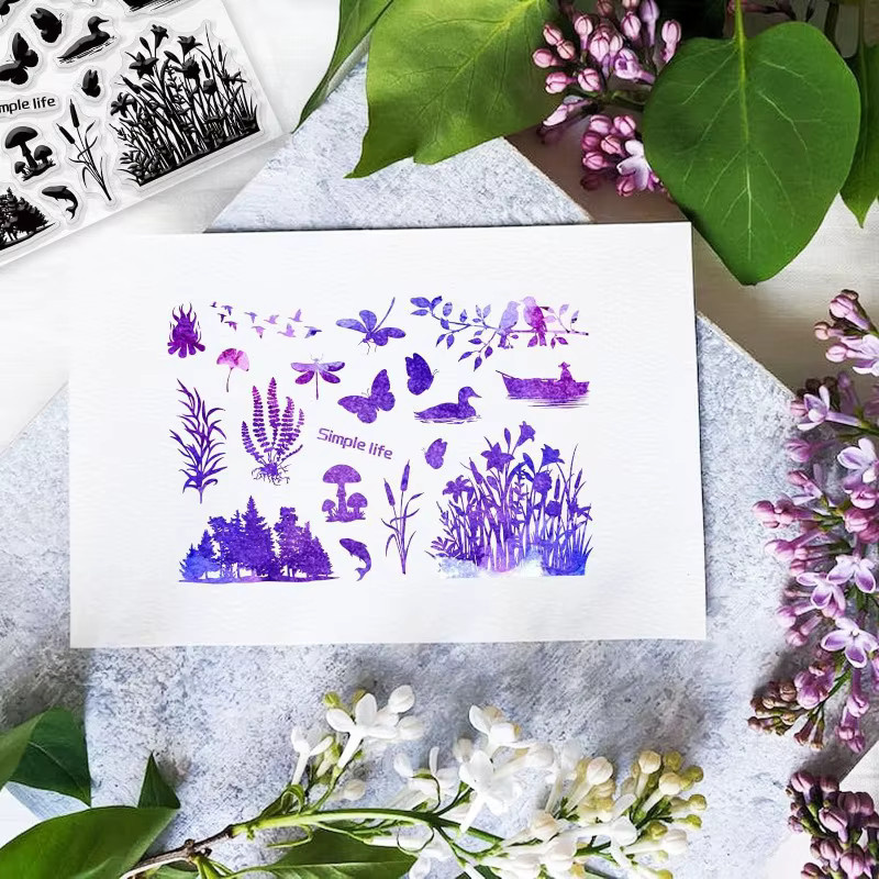 Lakeside Scenery Silikon Stempel Set mit transparenten Wetland Silhouette Motiven für dein DIY Scrapbooking - Bild 2