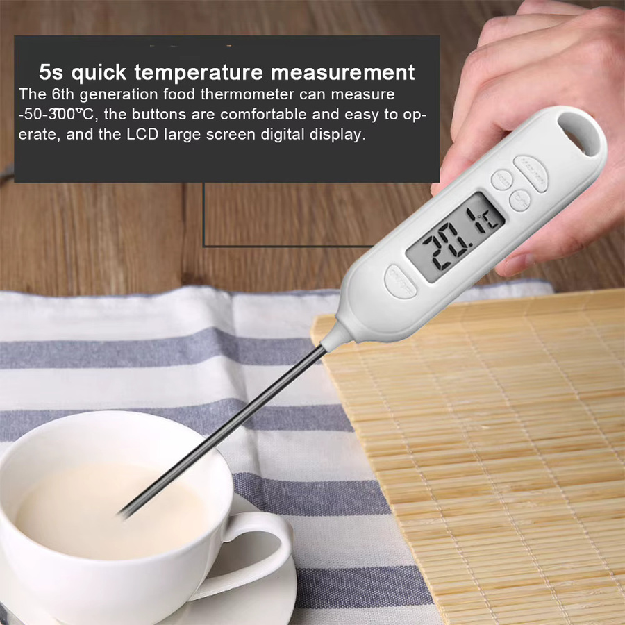 Aideepen Digitales Lebensmittelthermometer mit Digitalanzeige für Barbecue und Küche, Messbereich -50 ℃ bis 300 ℃, Orange-Weiß - Bild 3