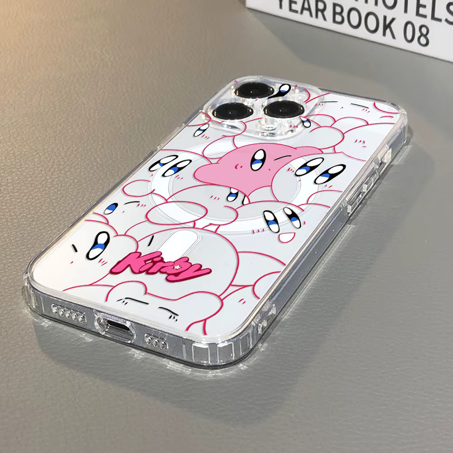 Potdemiel MagSafe Magnetische Handyhülle mit Cartoon K-Kirby Design für iPhone 17 Air 16 15 14 13 12 11 Pro Max Plus SE Transparent - Bild 2