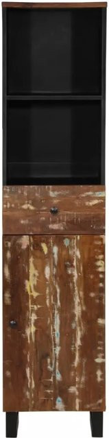 vidaXL Badschrank aus Massivholz in Braun mit Türen und Regalfächern, B/T/H: 38 x 33 x 160 cm - Bild 1