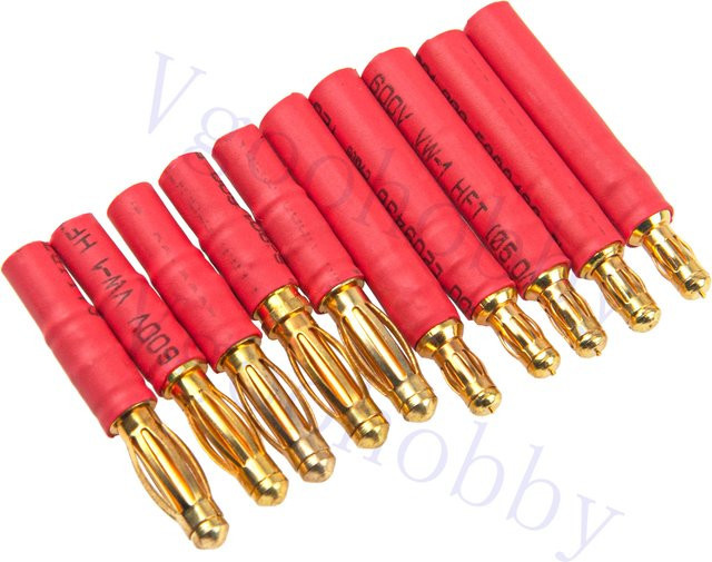 5 Paar Bananenstecker-Adapter Gold 4 mm auf 3,5 mm Rundstecker in Rot und Gold für RC-Auto, Boot und FPV - Bild 1