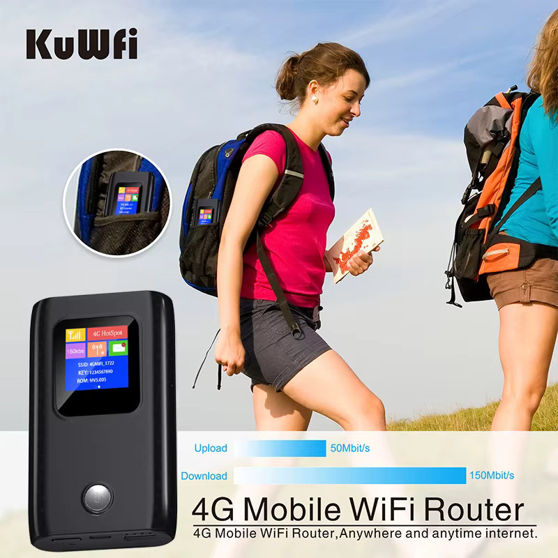 KuWFi CAT4 4G Mobiler Router mit 6000-mAh-Akku und integriertem SIM-Kartensteckplatz als tragbarer Reise-WiFi-Hotspot - Bild 3