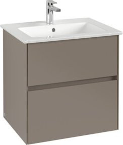 V&B Waschtischunterschrank Collaro in Taupe Matt mit mittigem Waschbecken, B/T/H: 61,1 x 61,1 x 48 cm - Bild 1