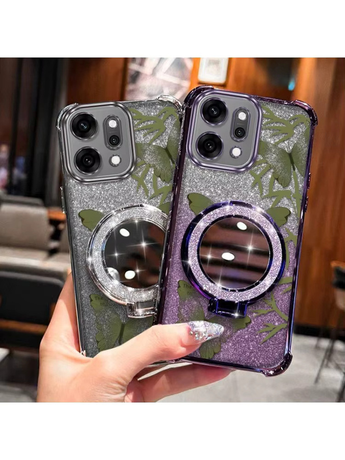 Grüne Schmetterlings Handyhülle mit Lanyard und Ständer für OPPO Reno 14, 14Pro, 14F, 13F, 12, 12Pro, 12F, 11, 11F, 10, 10Pro - Bild 5