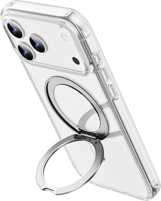 WiWU IShield Ultra Schutzhülle für iPhone 17 Pro Max und iPhone 17 Pro, transparent, mit 360 Grad drehbarem Ständer und magnetischer kabelloser Aufladung - Bild 1