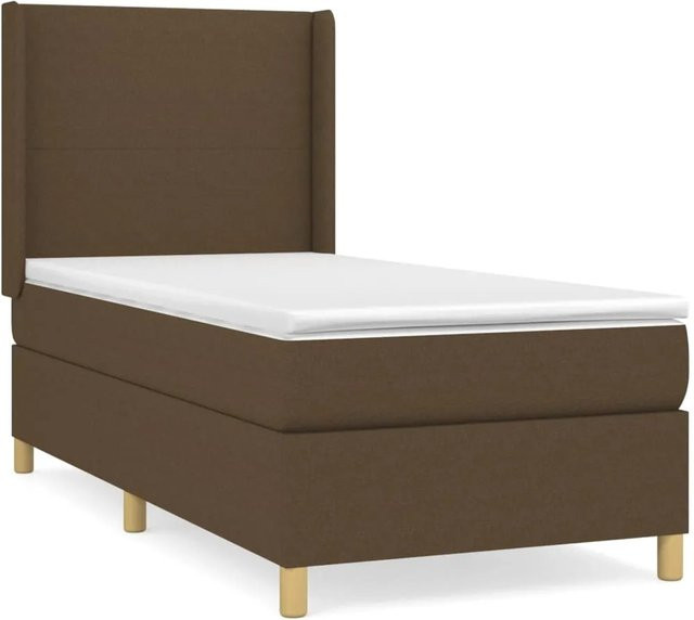 vidaXL Boxspringbett mit Matratze Hybrid-Design in Dunkelbraun, B/T/H: 100 x 200 x 128 cm - Bild 1