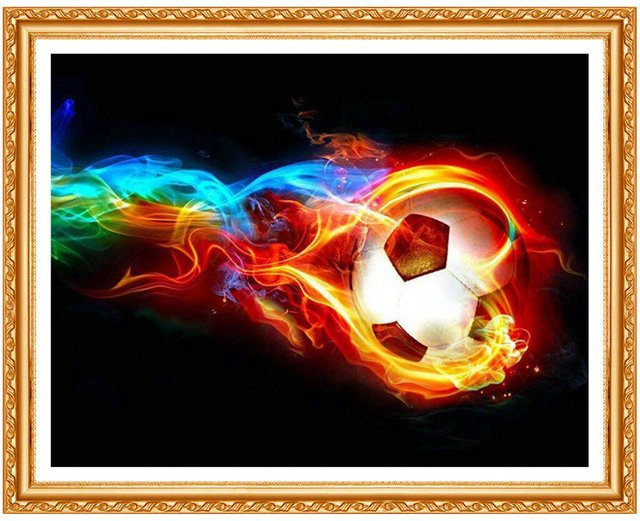 FIYO 5D Diamantgemälde Fußball Kreuzstich-Set mit runden Diamanten in Multicolour, B/H: 50 x 70 cm - Bild 1