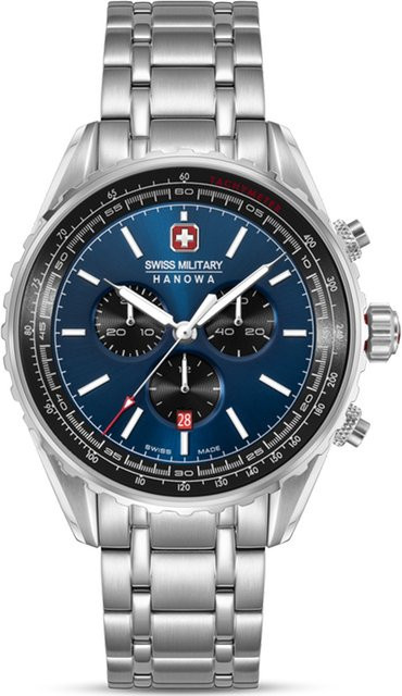 Swiss Military Hanowa Chronograph, Edelstahl, Blau, Quarz, 44 mm, Herren - Bild 1
